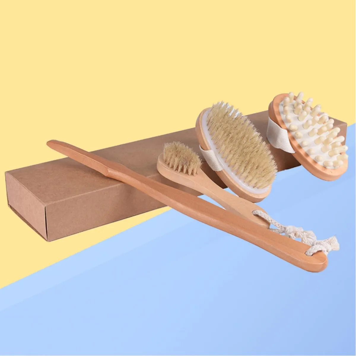 SOIMISS 4pcs Bath Brush Set with Padded Handle, Soft Body Scrubbers for Shower Cleaning, Bathing Accessories for Home Daily Use