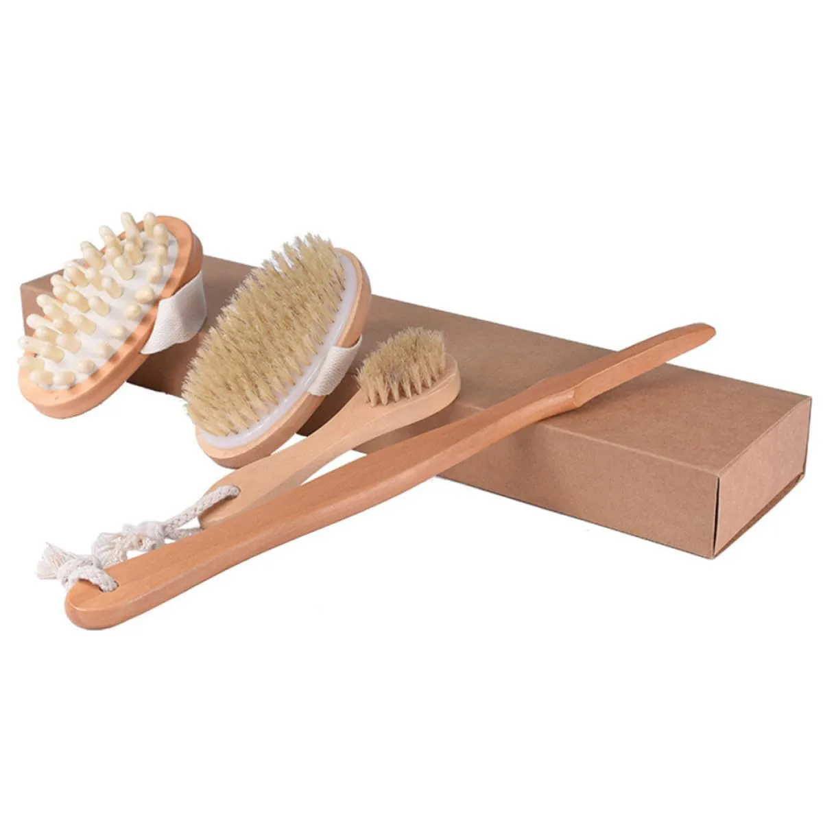 FRCOLOR 4pcs Bath Brush and Shower Tool Set with Soft Cushion Handles, Portable Bathing Accessories for Home Daily Use, Skin Cleaning and Exfoliating Brushes