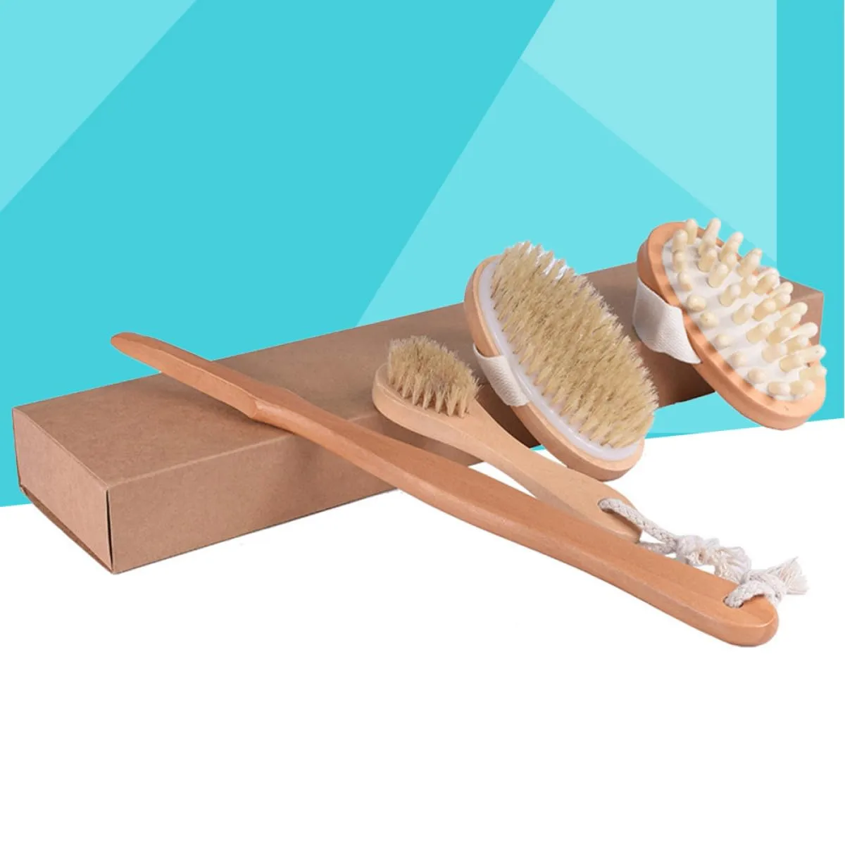 VICASKY 4pcs Bath Brush Set with Airbag Cushion, Portable Bathing Accessories for Home Shower, Soft Handle Body Scrubbers for Daily Personal Care