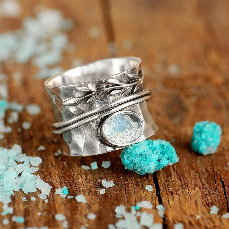 Tarnished Ring Resembling Moonstone For Women