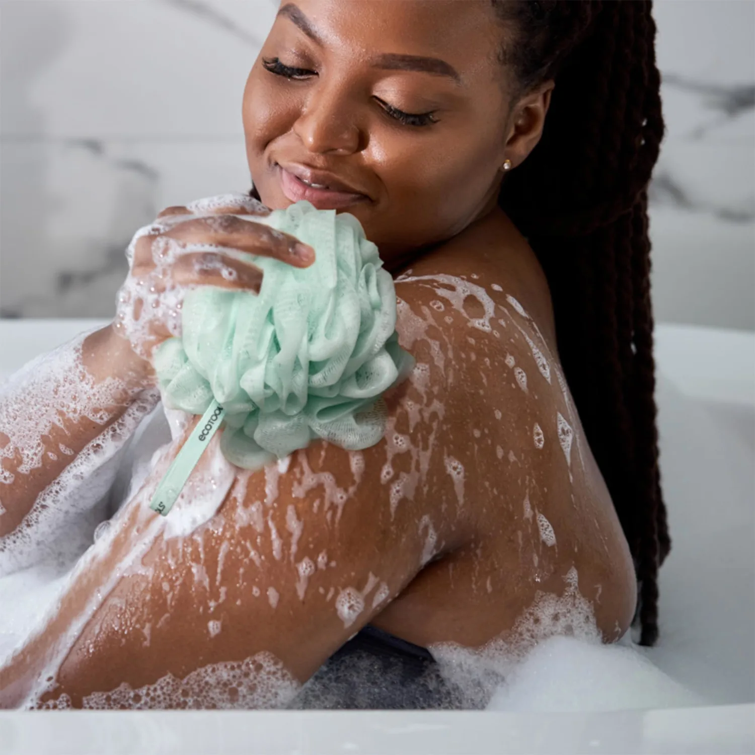 EcoTools Dry Body Brush for Circulation, Dead Skin Removal + Green Delicate EcoPouf Made with Recycled Netting for Cleansing and Exfoliating Sensitive Complexion, Self-Care Gifts
