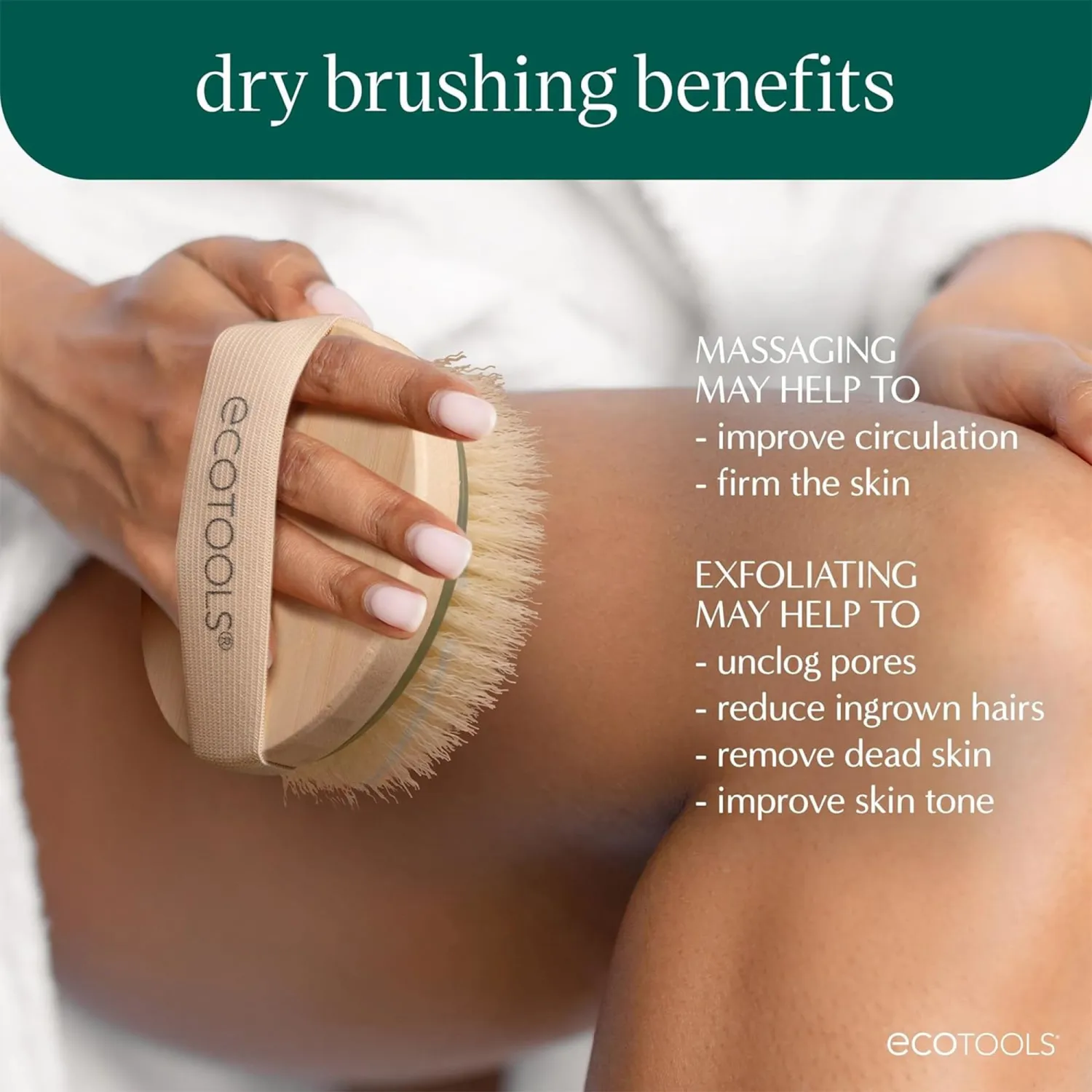 EcoTools Dry Body Brush for Circulation, Dead Skin Removal + Blue Delicate EcoPouf Made with Recycled Netting for Cleansing & Exfoliating Sensitive Skin, Self-Care Gifts
