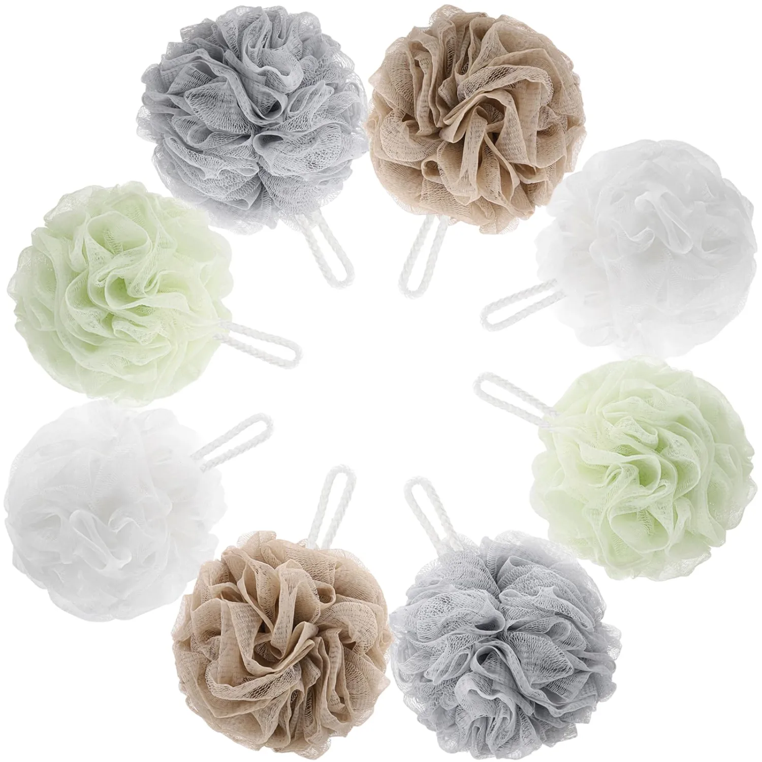 8 Small Mesh Pouf Bath Sponge - Mesh Loofah Body Exfoliating Shower Ball Shower Sponge