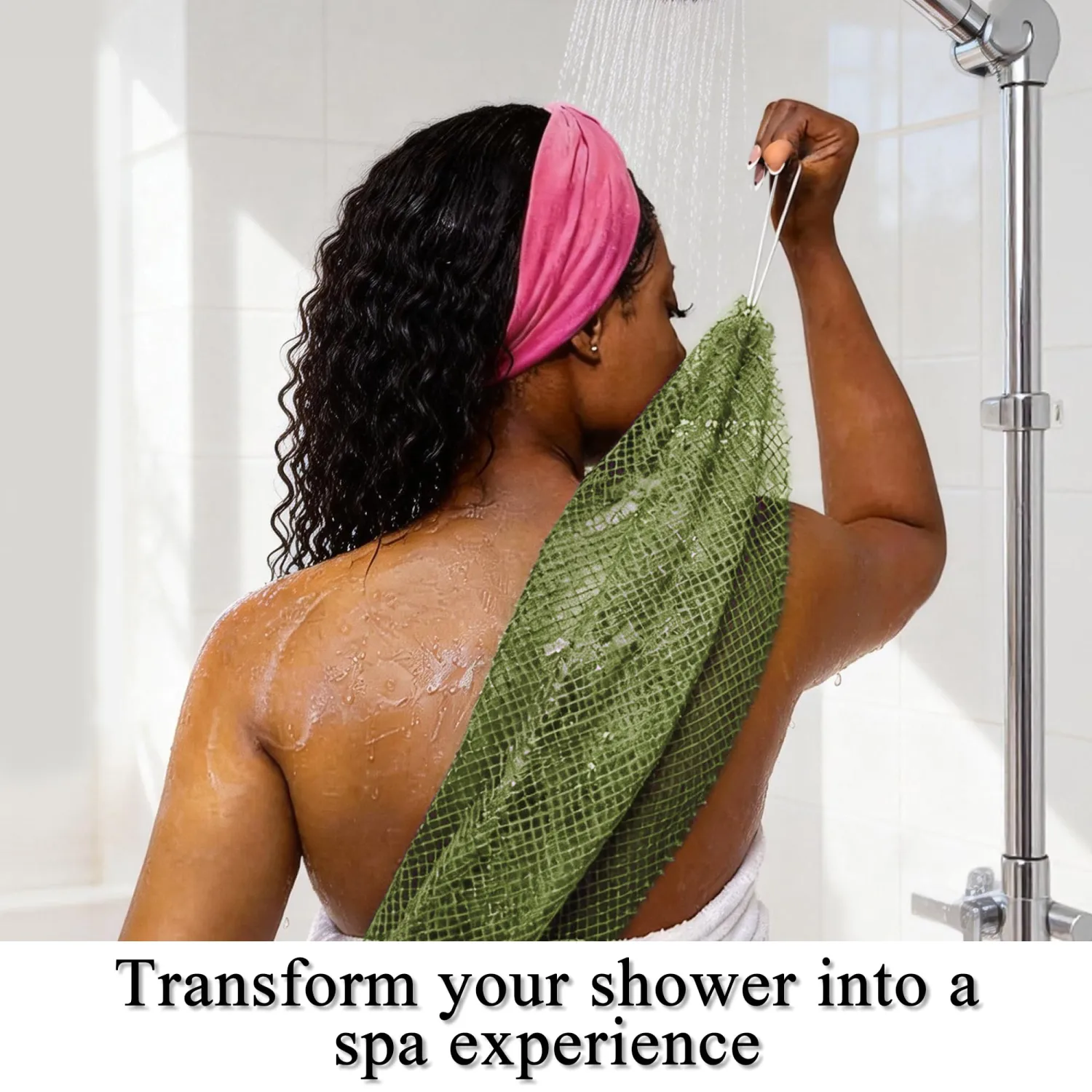 SubSahara Authentic African Net Sponge - 2 Pack Exfoliating Bath & Shower Loofah Sponge for Body & Face, Gentle Scrubber for All Skin Types, Travel, Durable (Olive Green & Light Green)
