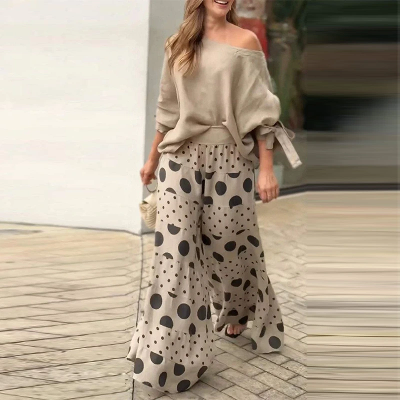Women's Casual Print Top Pants Fashion Suit