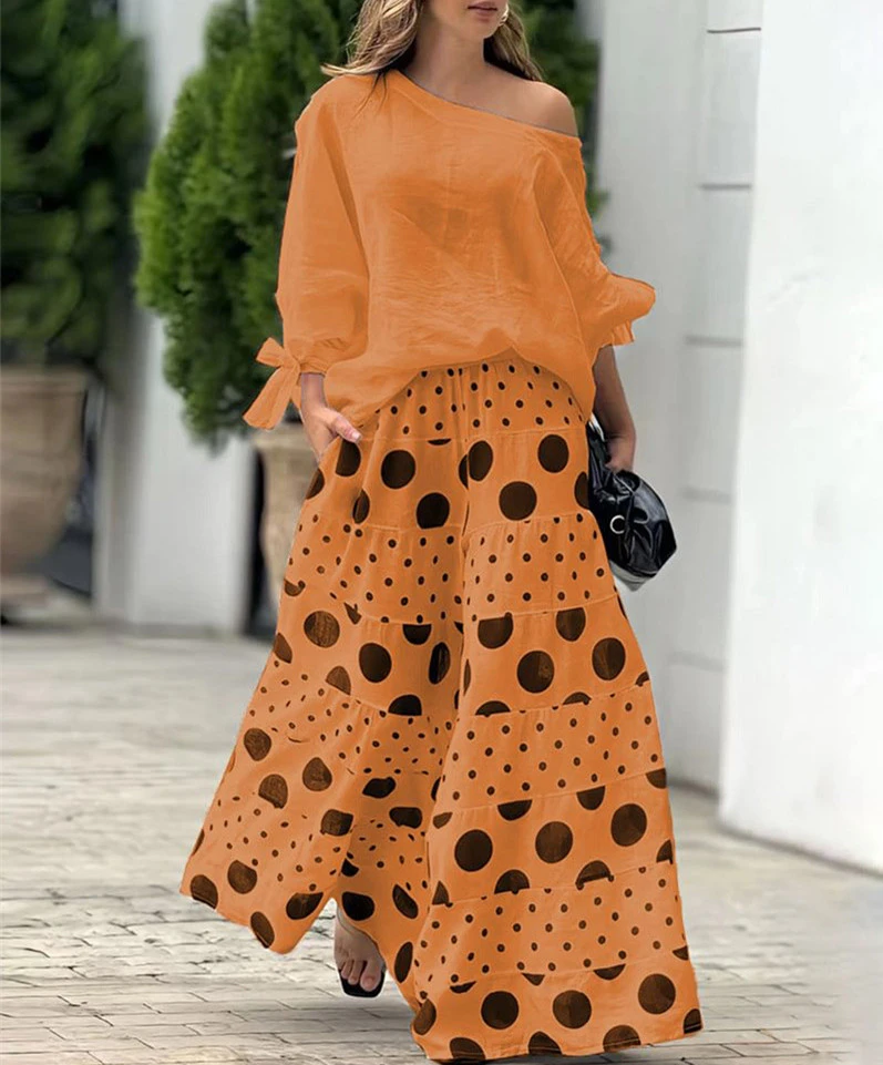 Women's Casual Print Top Pants Fashion Suit