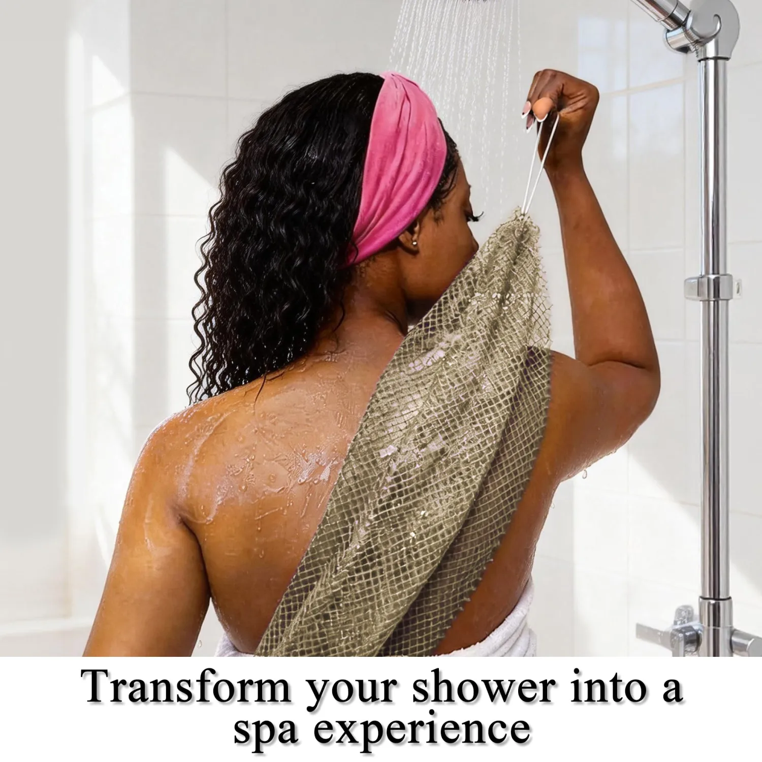 SubSahara Authentic African Net Sponge - 2 Pack Exfoliating Bath & Shower Loofah Sponge for Body & Face, Gentle Scrubber for All Skin Types, Travel, Durable (Linen & Brown)