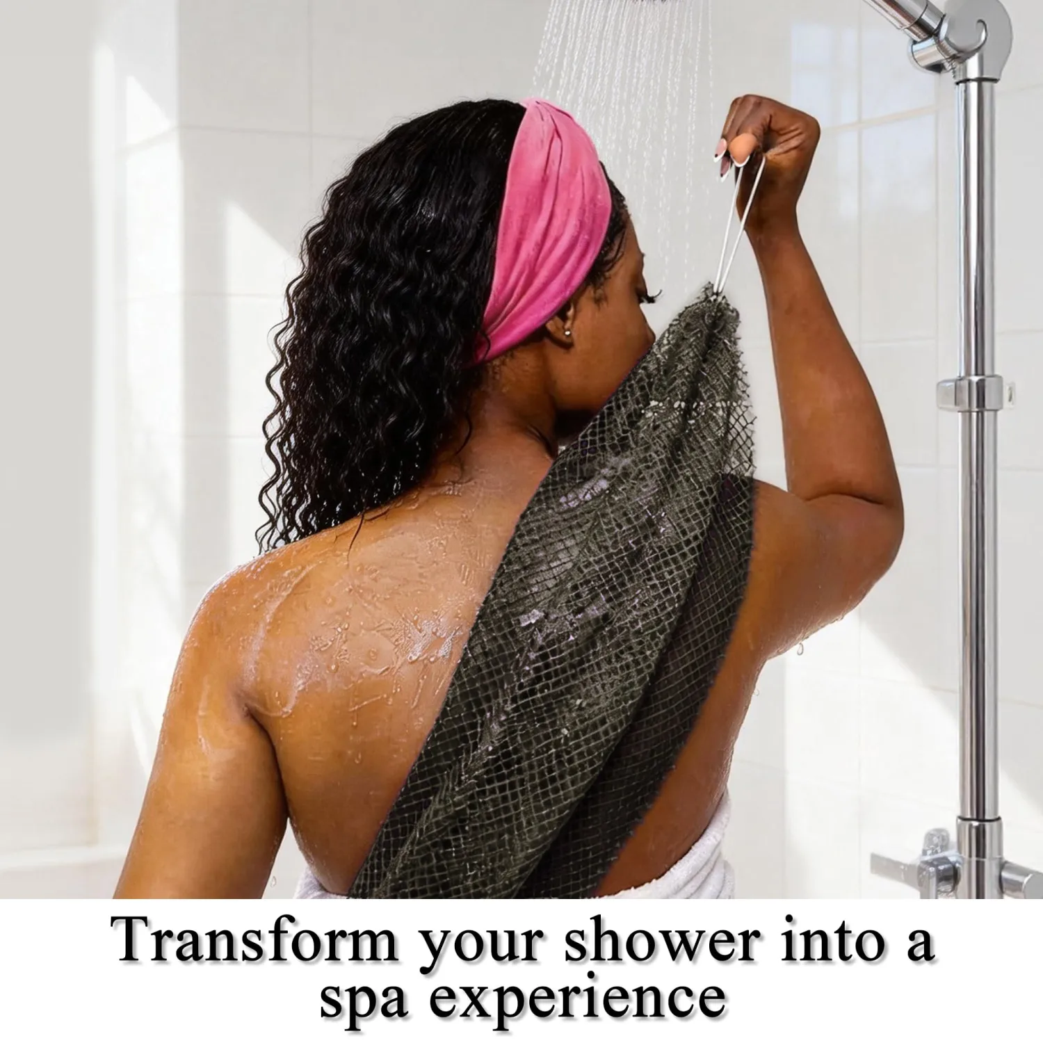 SubSahara Authentic African Net Sponge - 2 Pack Exfoliating Bath & Shower Loofah Sponge for Body & Face, Gentle Scrubber for All Skin Types, Travel, Durable (Black & Grey)