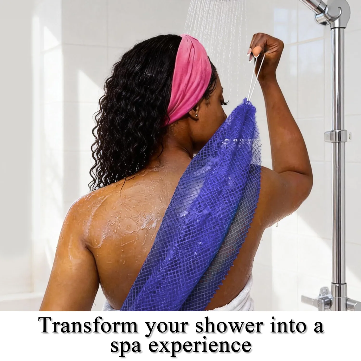 SubSahara Authentic African Net Sponge - 2 Pack Exfoliating Bath & Shower Loofah Sponge for Body & Face, Gentle Scrubber for All Skin Types, Travel, Durable (Dark Blue & Forest Green)