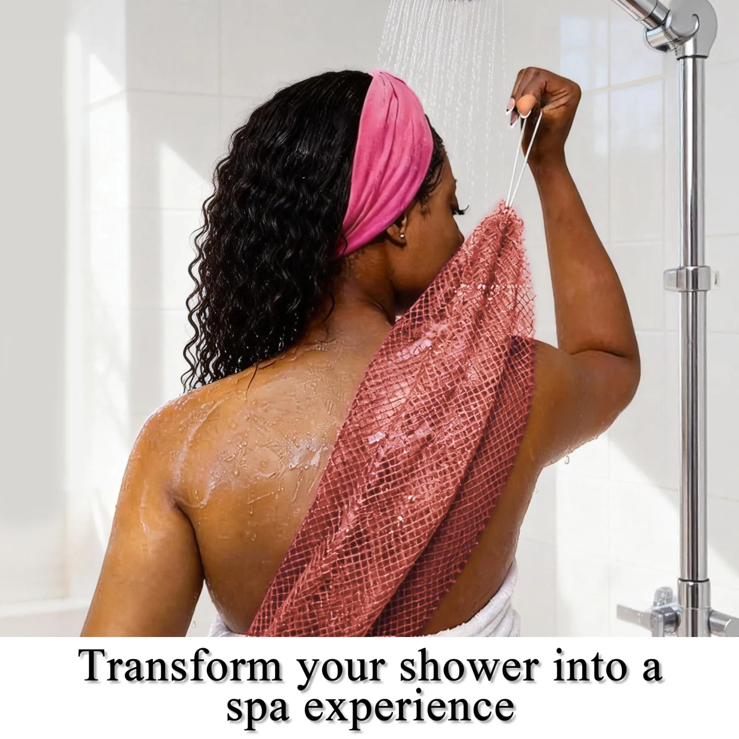 SubSahara Authentic African Net Sponge - 2 Pack Exfoliating Bath & Shower Loofah Sponge for Body & Face, Gentle Scrubber for All Skin Types, Travel, Durable (Gray & Rust Red)