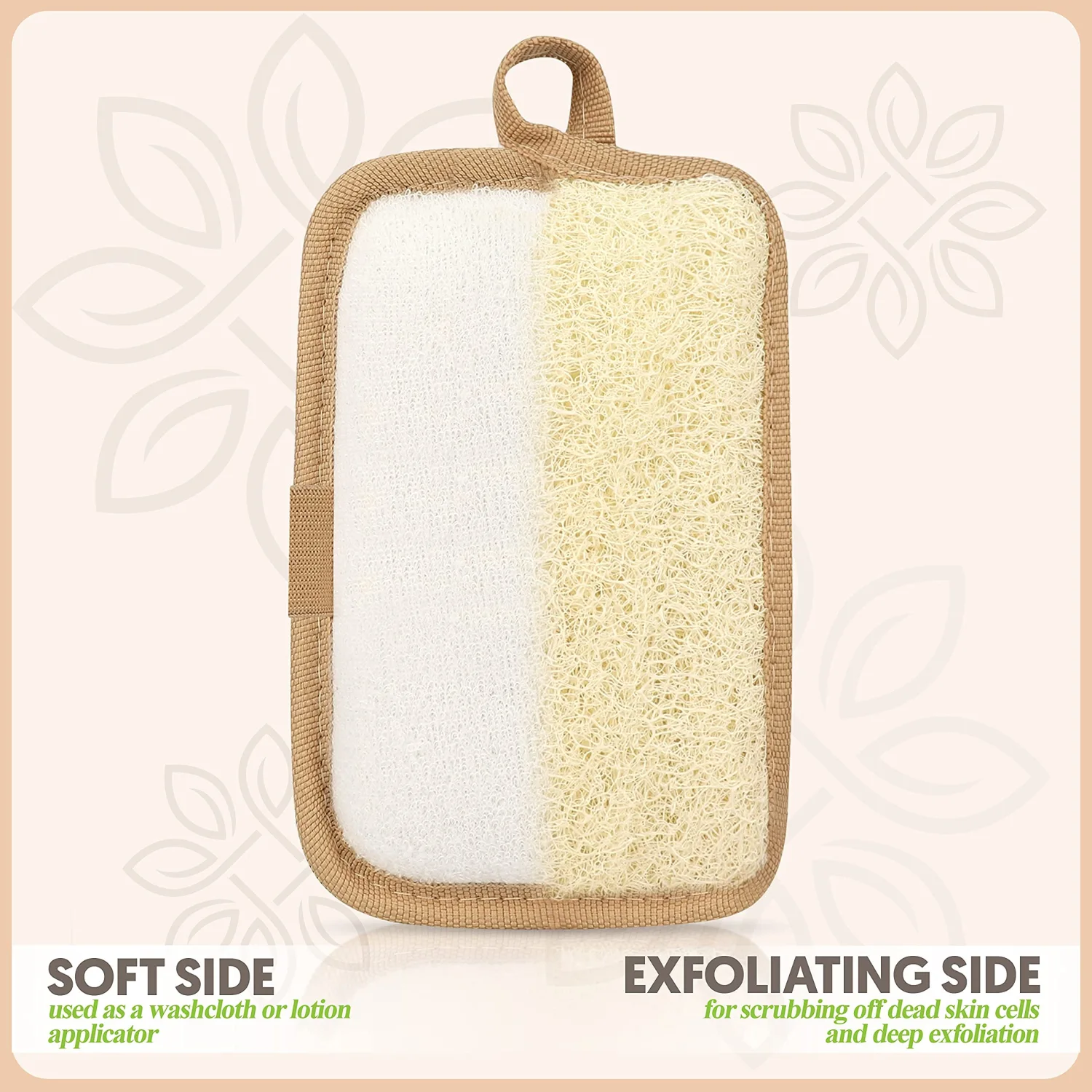 Almooni Premium Egyptian Exfoliating Loofah Pad Body Scrubber - Rectangular loofa Shape - Made with Natural Egyptian Shower lufa Sponge that Gets You Clean, Not Just Spreading Soap (2 Pack)