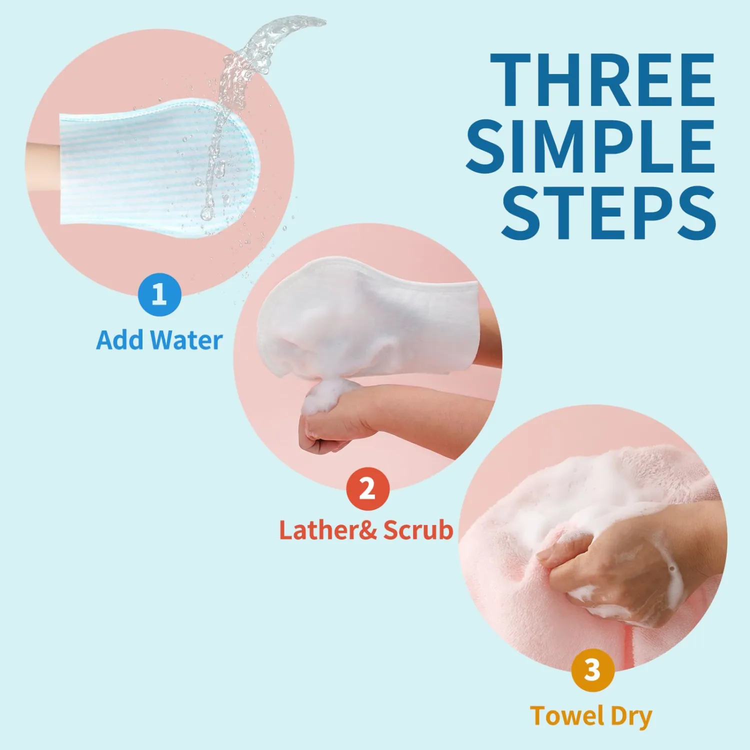 HYGIENJOY- Rinse Free Bath Sponges Mitten-Shaped,Body Wipes Pre-soaped & Dry,Body wipes for adults bathing no rinse,for Nursing The Elderly, Injured,for Adult Traveling, Camping (25 Pack)