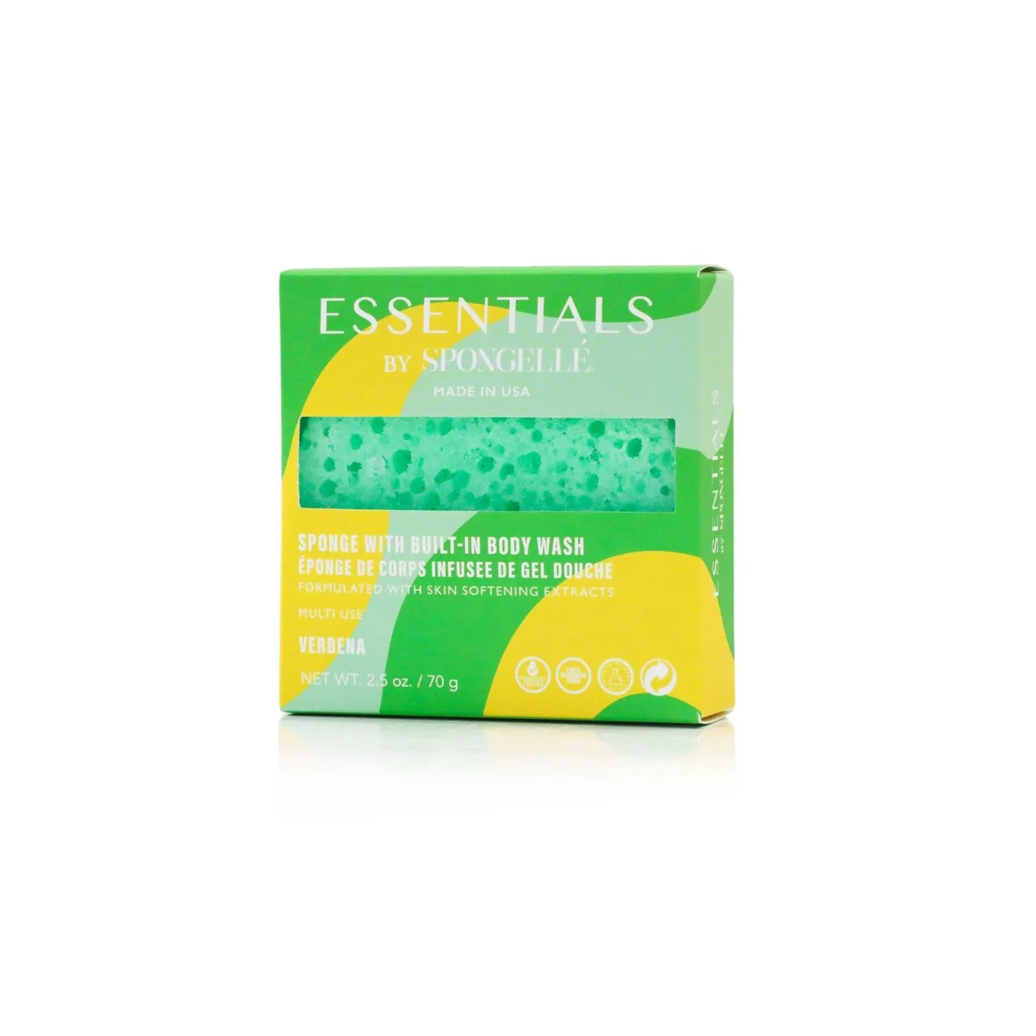 Spongelle Verbena Essentials Body Buffer | Bath & Shower Loofah for Women | Cleanse, Exfoliate, and Nourish in one Easy Step | Cruelty-Free, Vegan, Dermatologist-Tested, Made in USA
