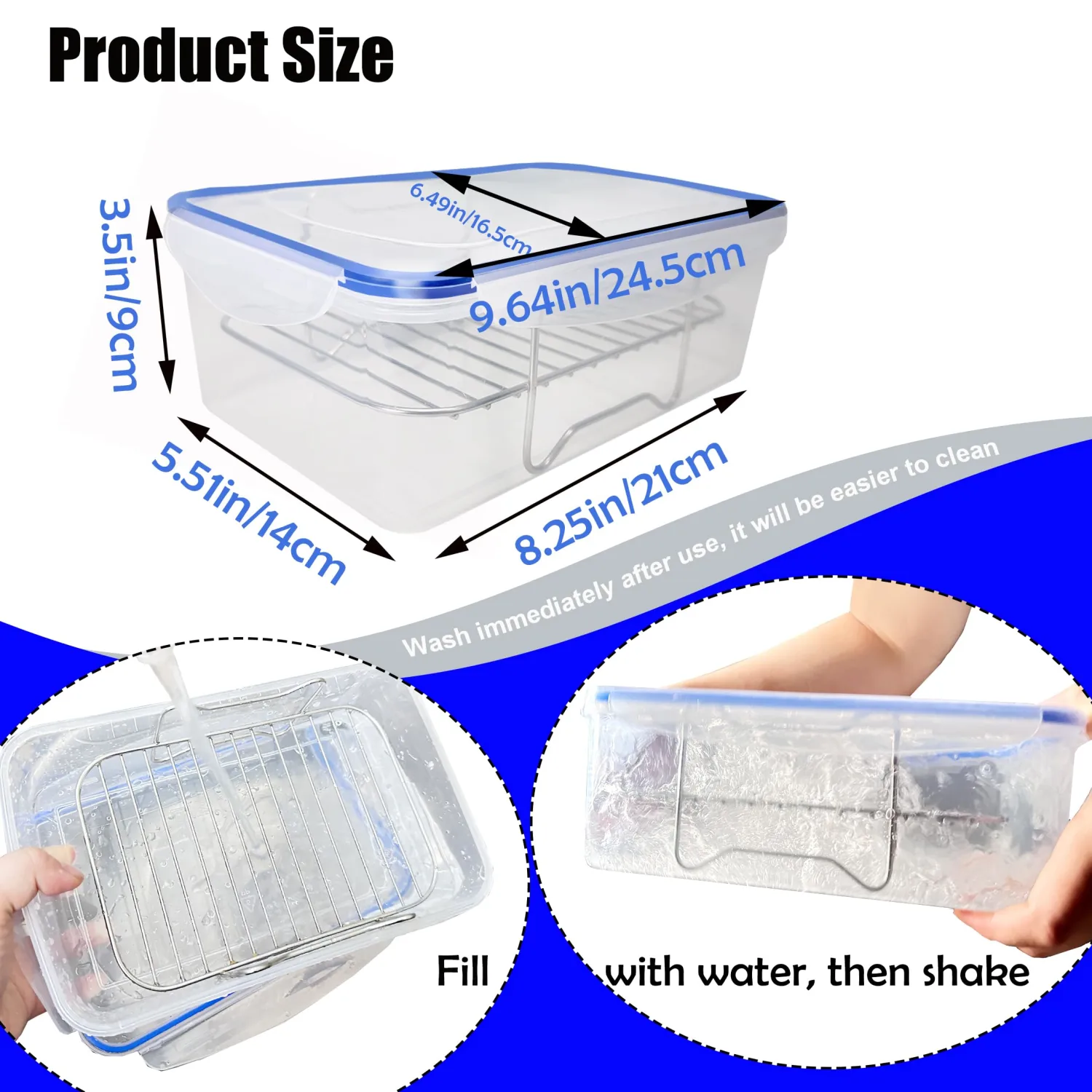 Batter Bowl, Breading Bowl with Lid Flour Shaker for Seasoning Fried Chicken, Fish, Shrimp, Just Flip (Blue)