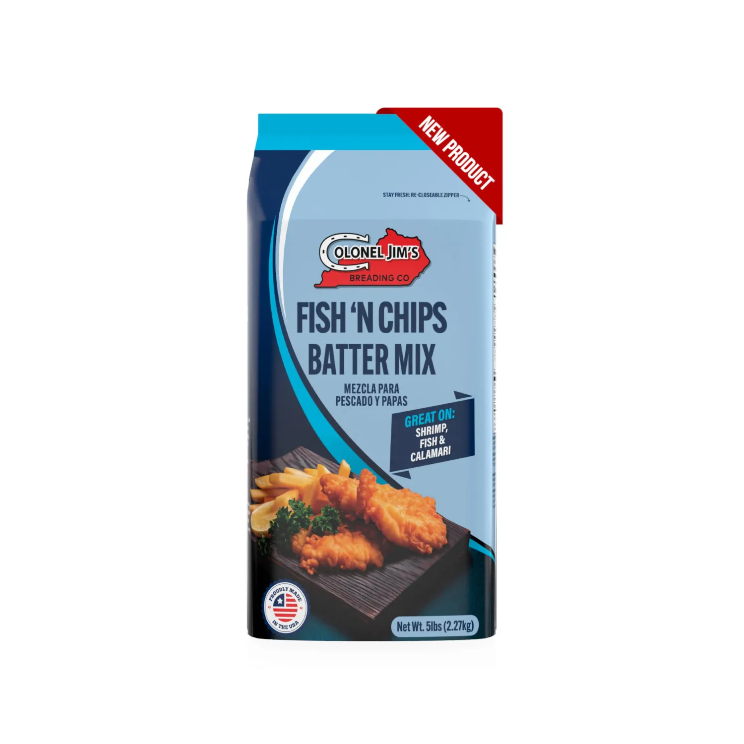 LENT SALE - Colonel Jim's Fish 'N Chips Batter Mix, 5 lb Bag - Classic British-Style Fry Batter for Fish - Professional Restaurant-Quality - Made in USA