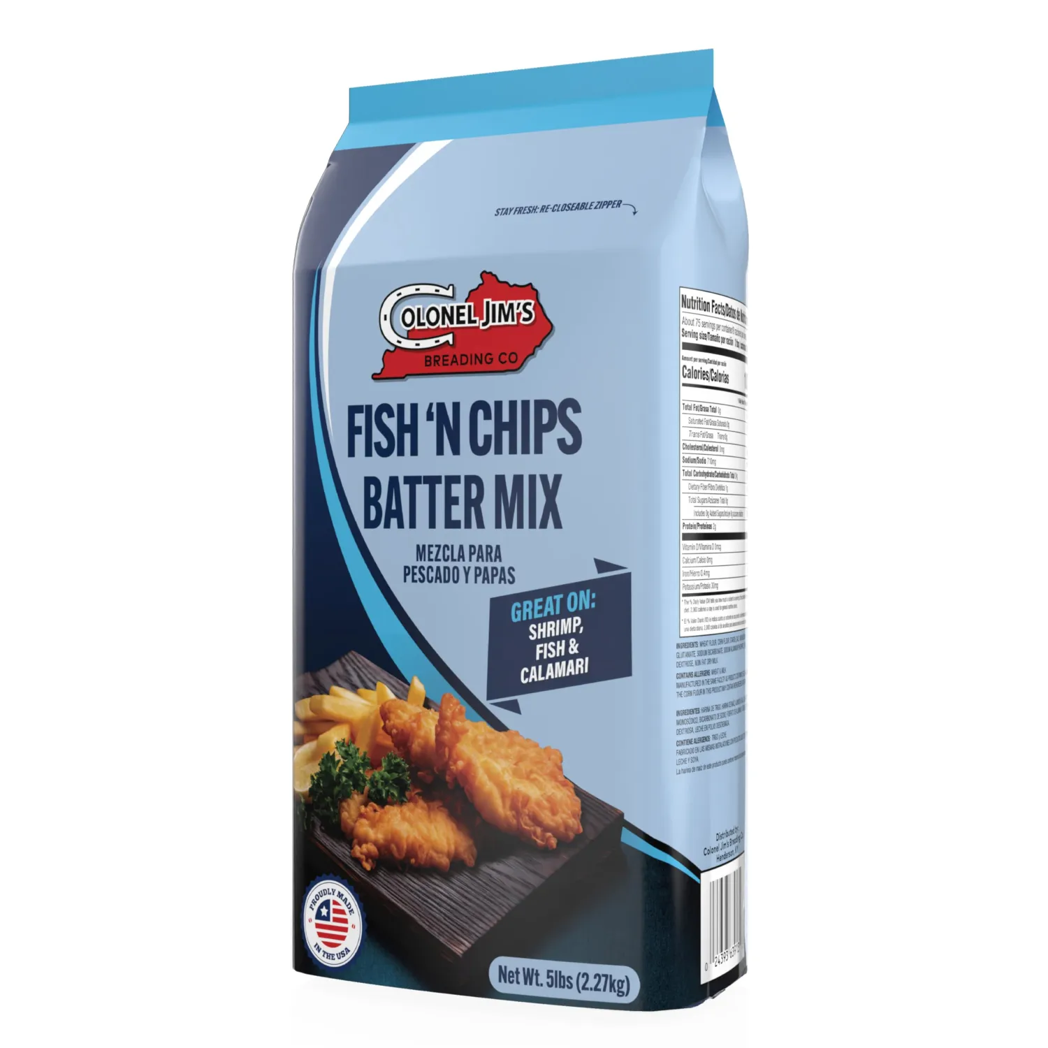 LENT SALE - Colonel Jim's Fish 'N Chips Batter Mix, 5 lb Bag - Classic British-Style Fry Batter for Fish - Professional Restaurant-Quality - Made in USA
