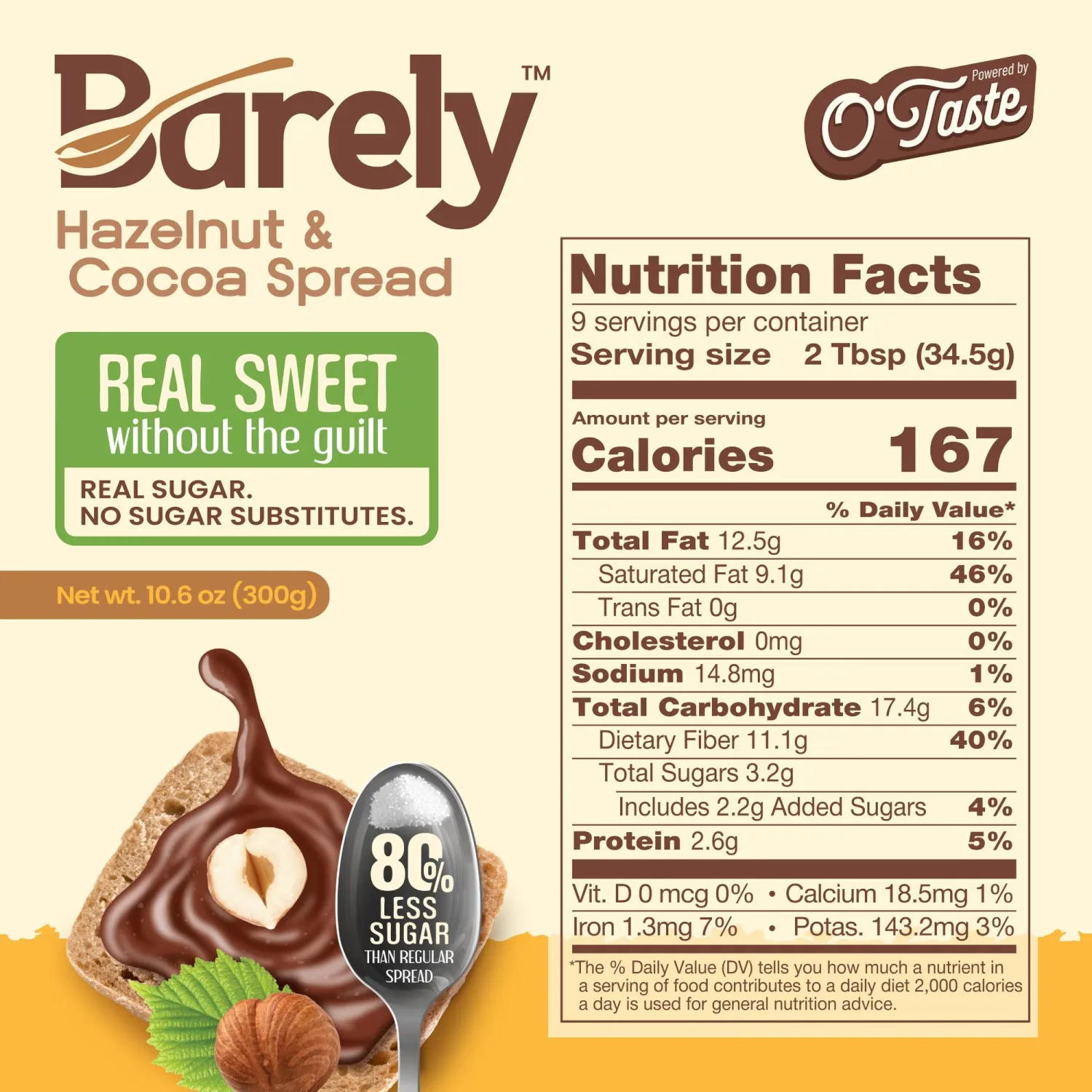 Hazelnut & Cocoa Spread, Sweet Mediterranean Sesame Spread, Variety Pack by Barely - Low Sugar & No Artificial Sweeteners, Vegan, Keto Friendly - 3.2 g Cane Sugar per Serving, 2-Pack