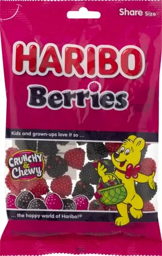 Haribo Gummi Candy, Berries, 8 Ounce