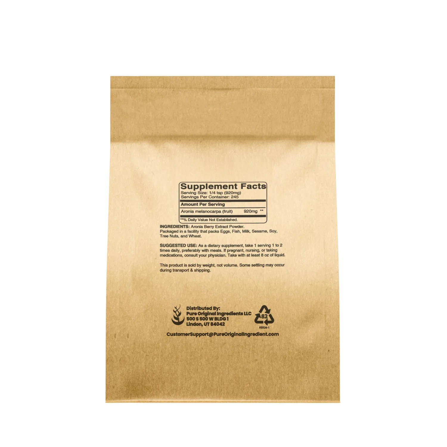 PURE ORIGINAL INGREDIENTS Aronia Berry Powder (8 oz) Fruit Supplement Extract, Always Pure, No Additives Or Fillers