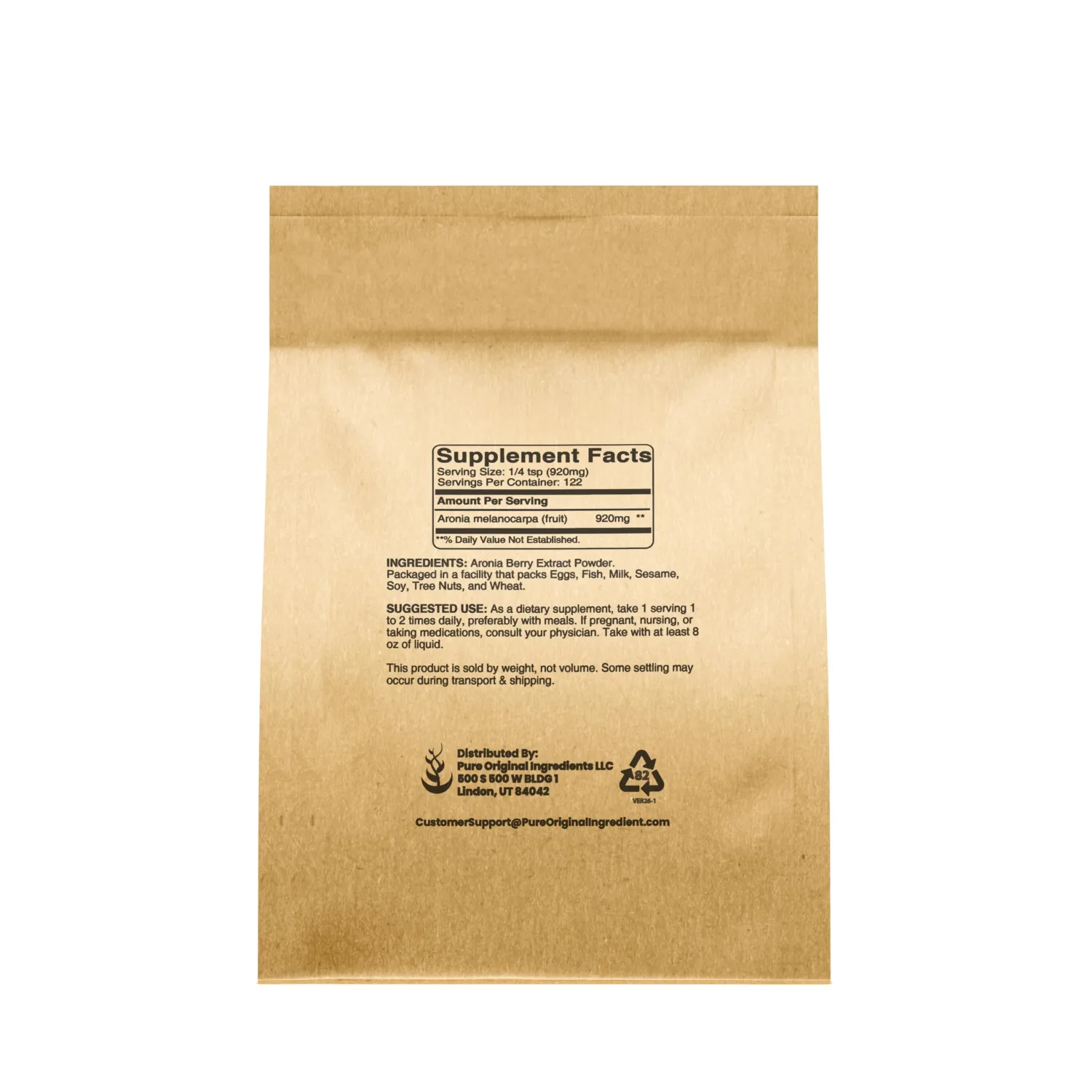 PURE ORIGINAL INGREDIENTS Aronia Berry Powder (4 oz) Fruit Supplement Extract, Always Pure, No Additives Or Fillers