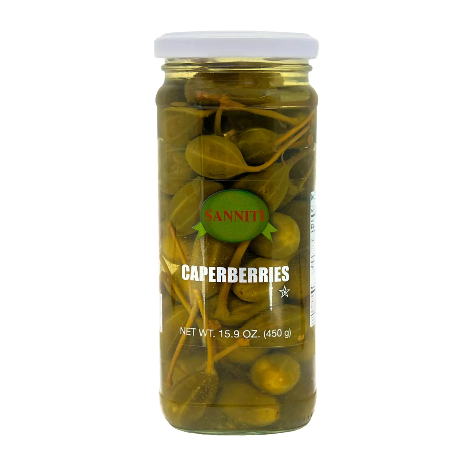 Sanniti Spanish Caperberries (Caper Berries) in Vinegar and Salt Brine - 16 oz
