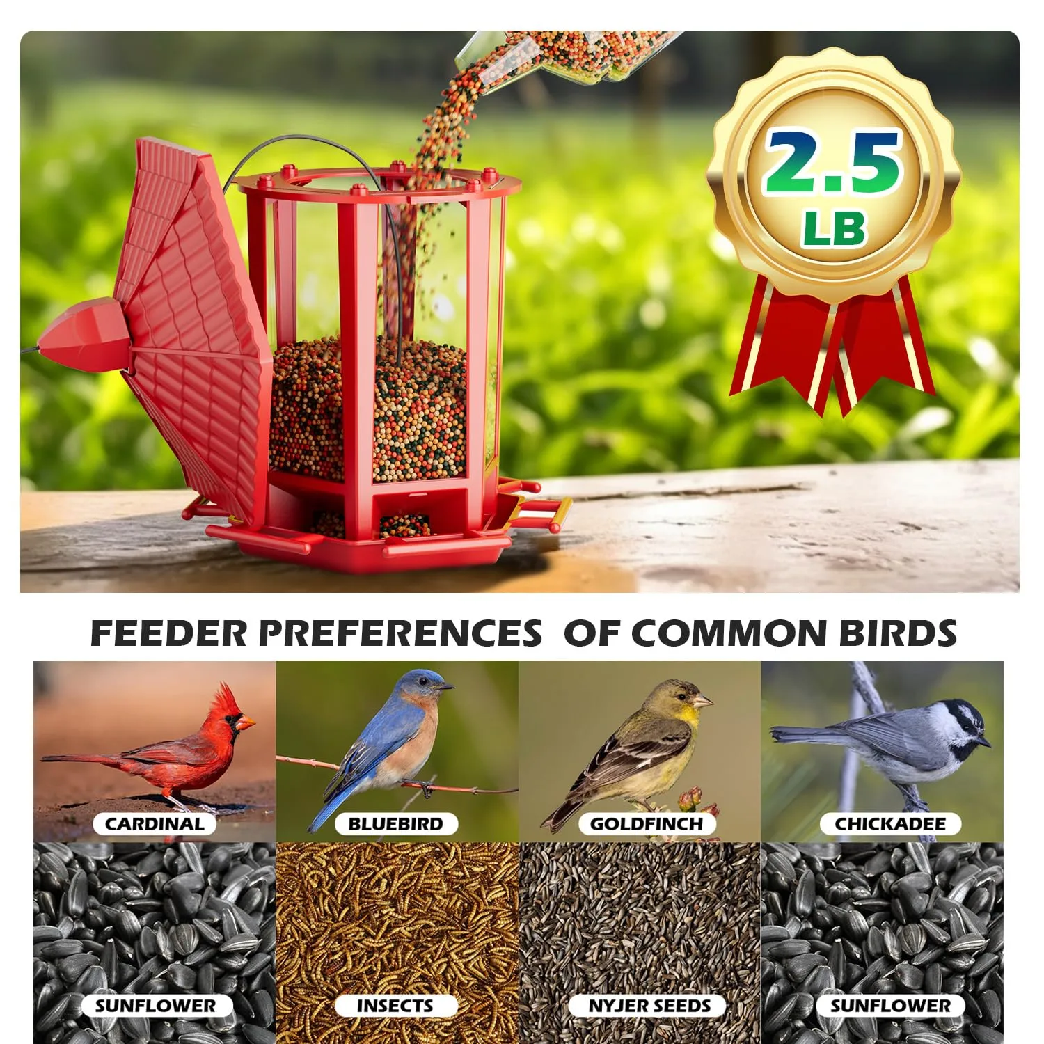 Birdream Bird Feeders for Outdoor Hanging, Fun Installation Pagoda Design Wild Birdfeeder, Attracting Wild Birds Sparrows Finch Cardinal Goldfinch Chickadee - Red