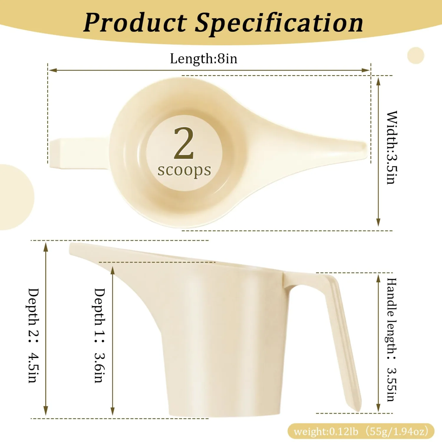 2 Pcs Bird Seed Scoop, Pet Food Bird Seed Scoop Large Capacity Suitable Narrow Spout Suitable for Tube Feeders for Filling Avian Birds Feeders Small Animal Food (Beige)