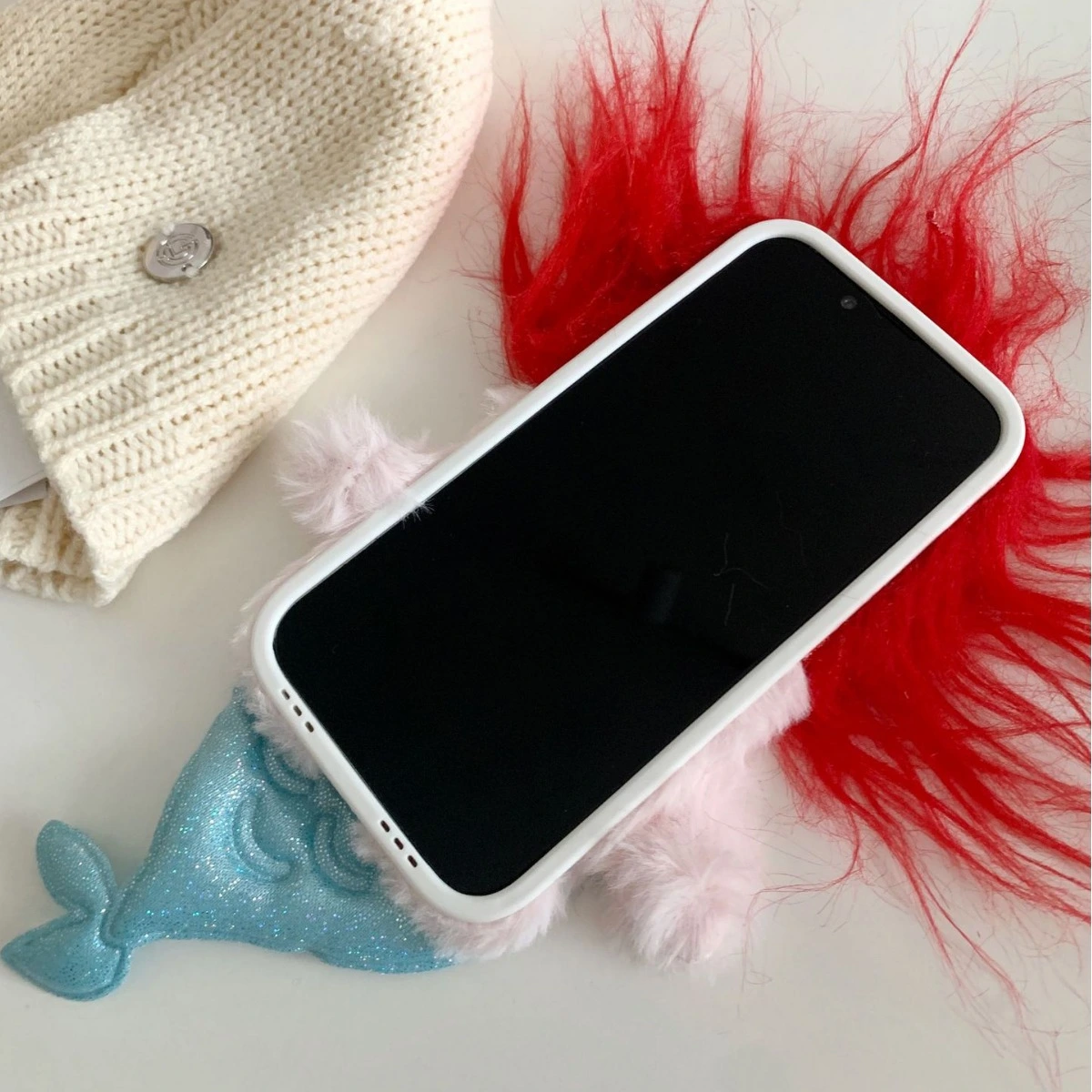 Plush Funny Puffed-Up Mermaid Drop-Proof Phone Case