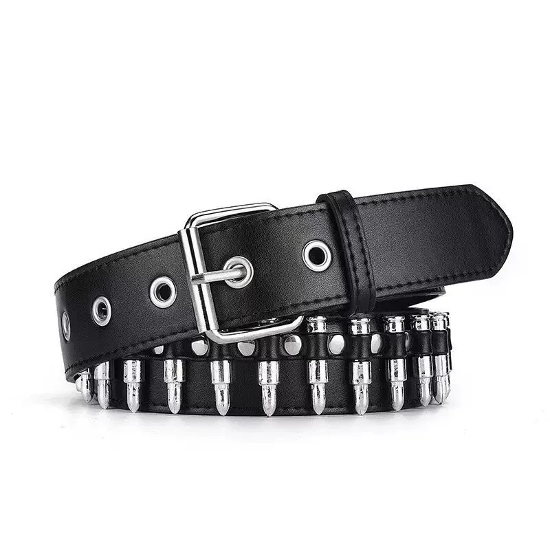 Rivet Belt Black Spicy Girl Style Punk-inspired Versatile