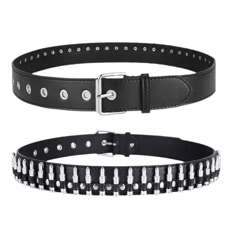 Rivet Belt Black Spicy Girl Style Punk-inspired Versatile