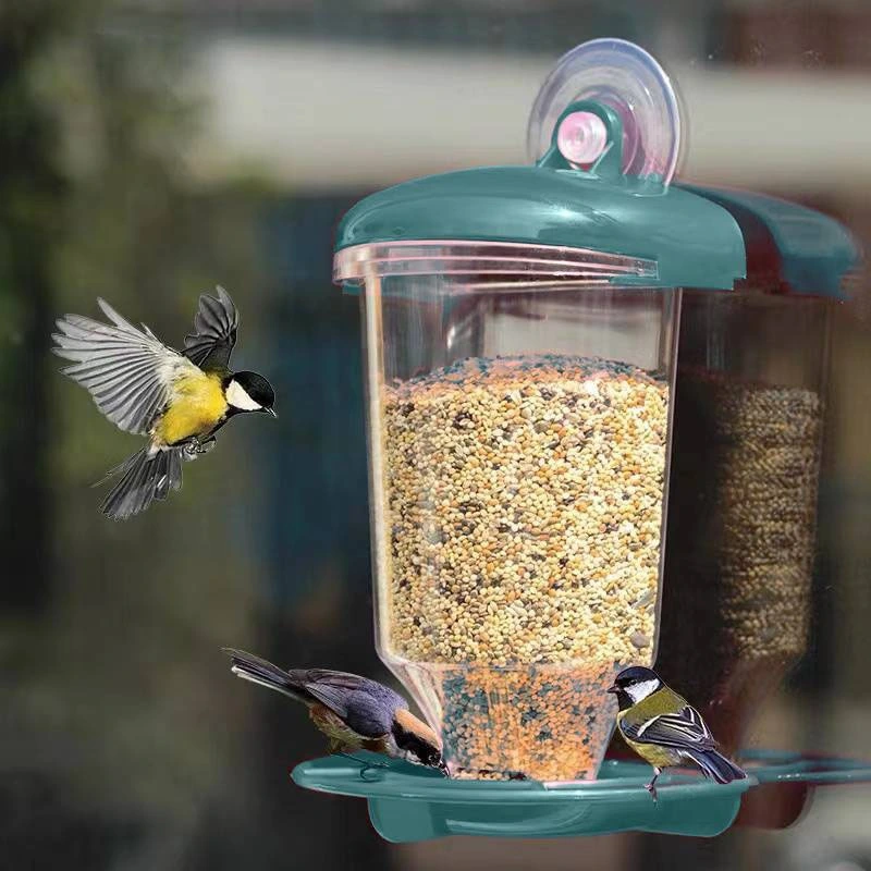 Creative Transparent Plastic Suspended Automatic Bird Feeder With Lid