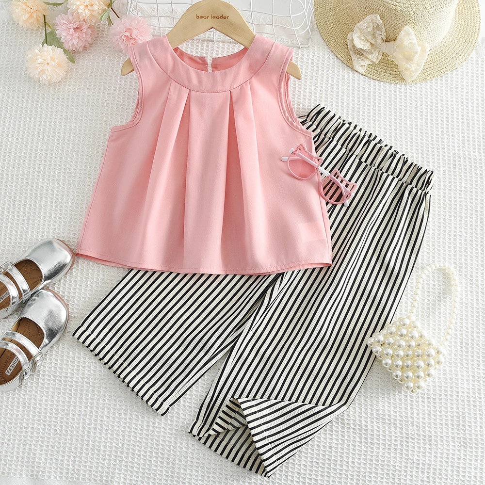 Girls' Casual Top And Wide-Leg Pants Set