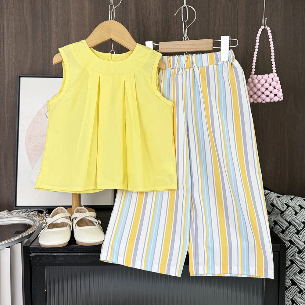 Girls' Casual Top And Wide-Leg Pants Set