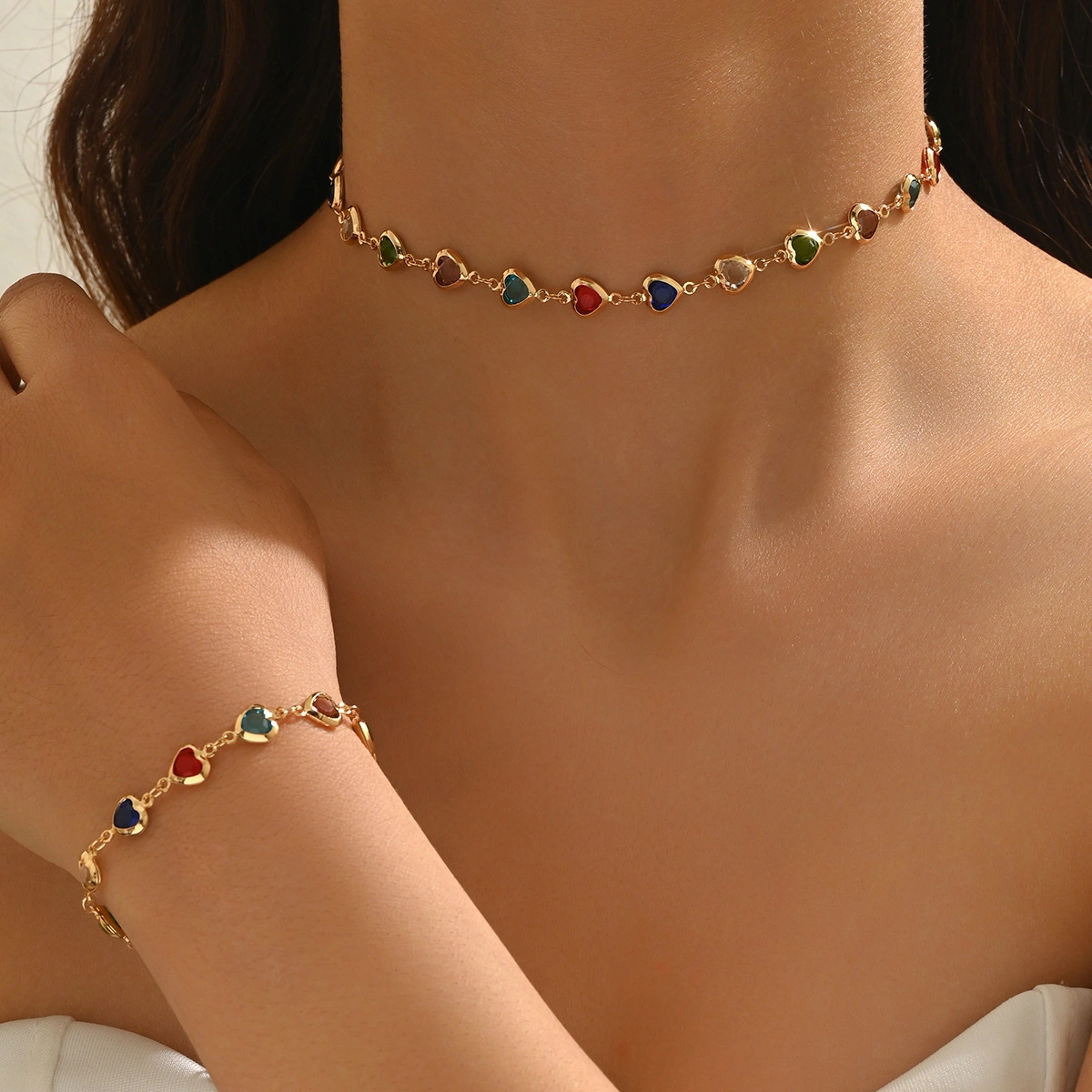 Women's Geometric Minimalist Necklace And Bracelet Set