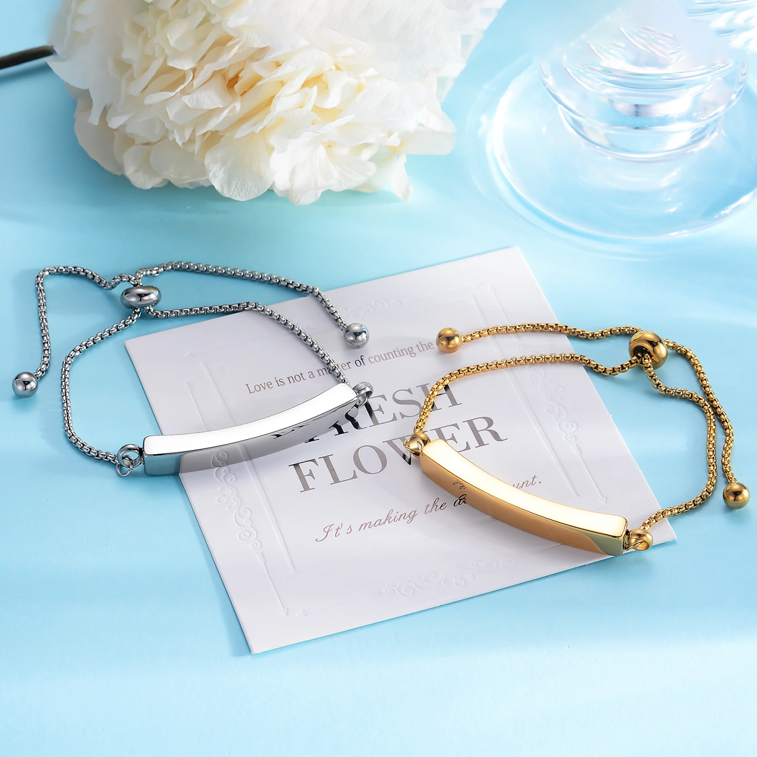 Simple Titanium Steel Engraved Name Bracelet Commemorative Jewelry