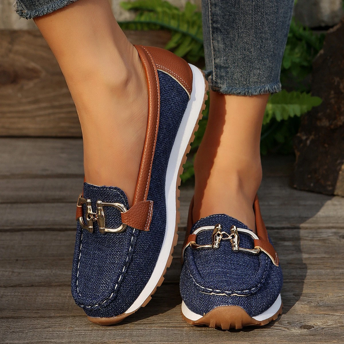 Spring New Arrival Plus-Size Chain-Buckle Slingback Womens Shoes