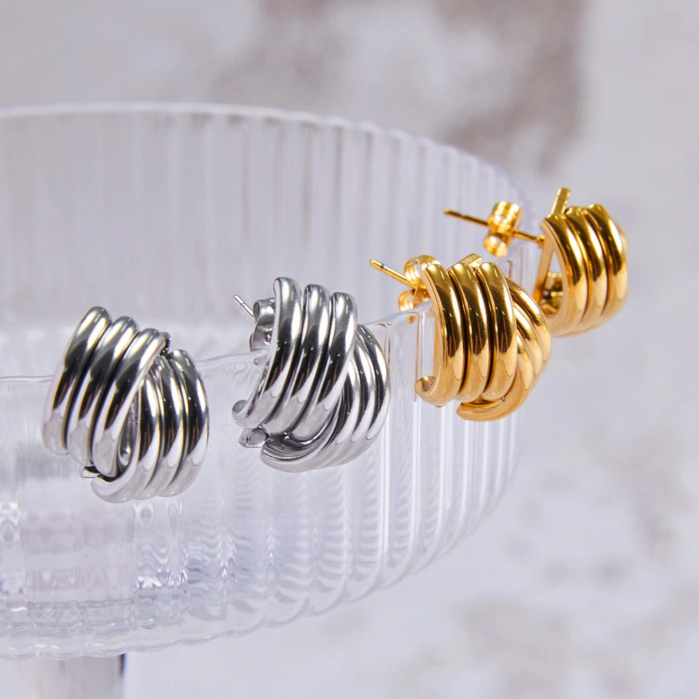 Multi-layer Cross Stud Earrings Titanium Steel Earrings