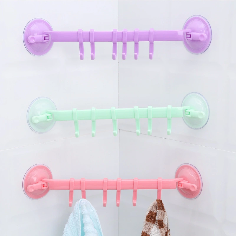 Six-clip Suction Cup Hook No Drilling Required For The Toiletbathroom Door