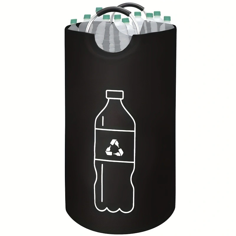 Aluminum Handle Recycled Bottle Laundry Basket Trash Home Use Foldable Storage Bag