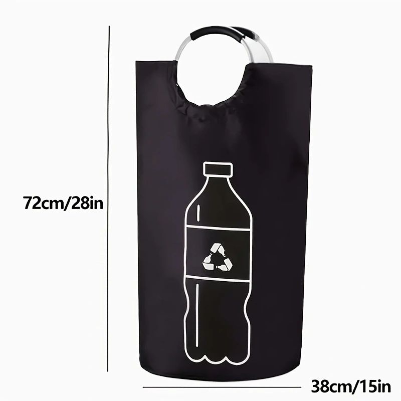 Aluminum Handle Recycled Bottle Laundry Basket Trash Home Use Foldable Storage Bag