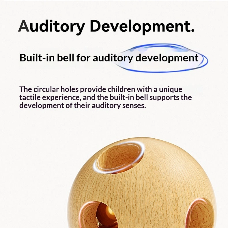 Mengxue Montessori Wooden Round Rattle Early Education
