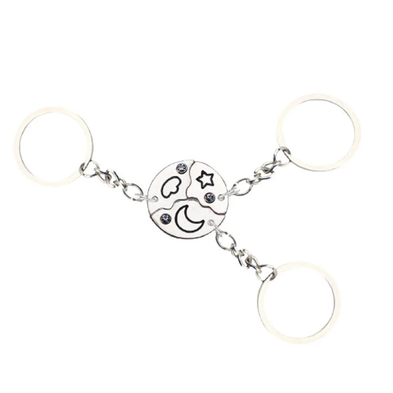 Circular Patchwork Keychain Series Sun Moon And Stars