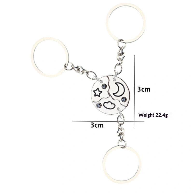 Circular Patchwork Keychain Series Sun Moon And Stars