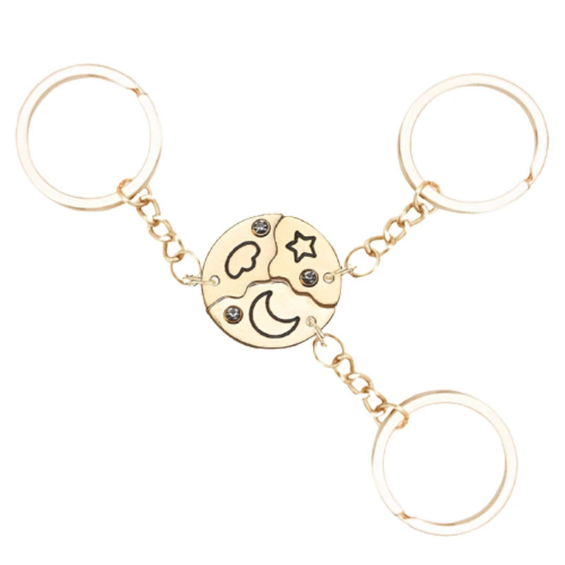 Circular Patchwork Keychain Series Sun Moon And Stars