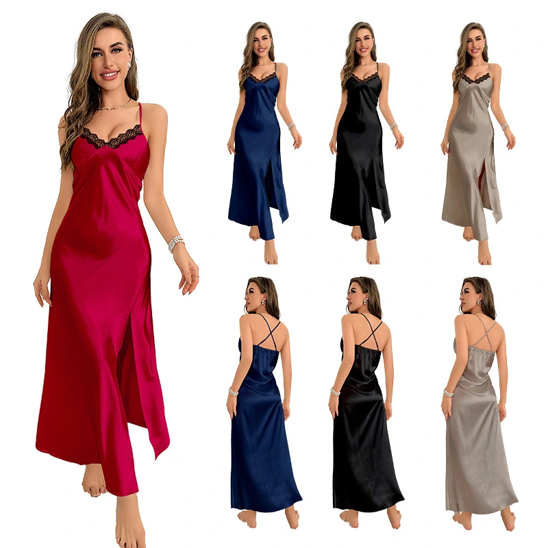 Ice Silk Nightgown Style Slip Nightgown  Plus-size