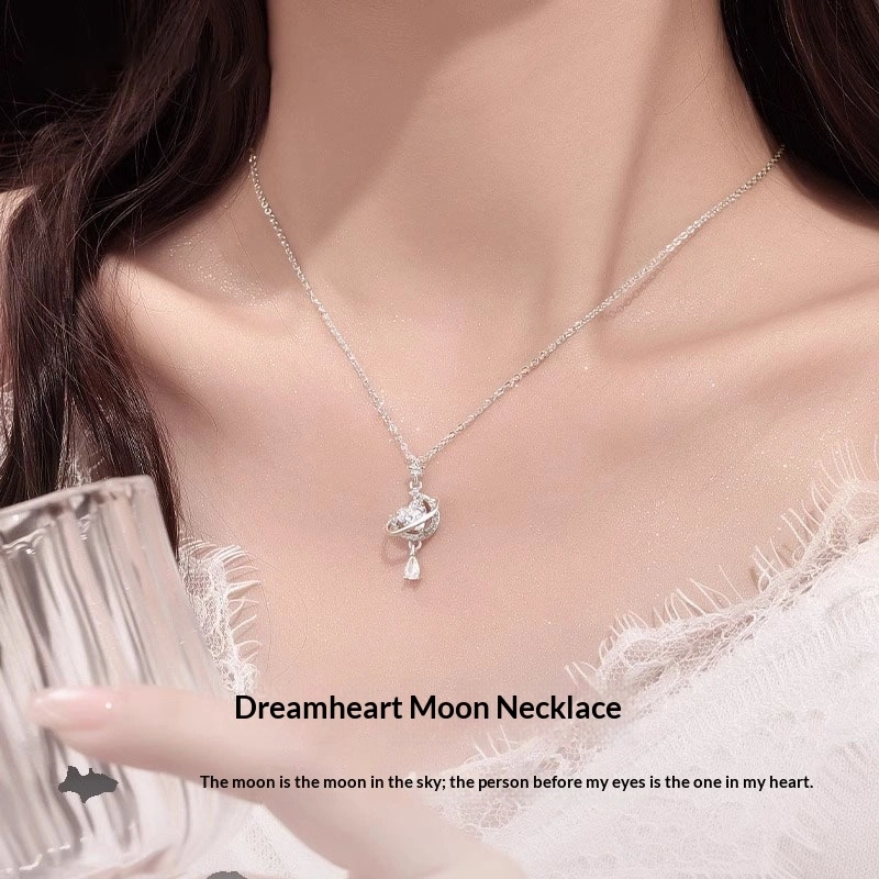 Dreamlike Star And Moon 999 Sterling Silver Necklace For Women