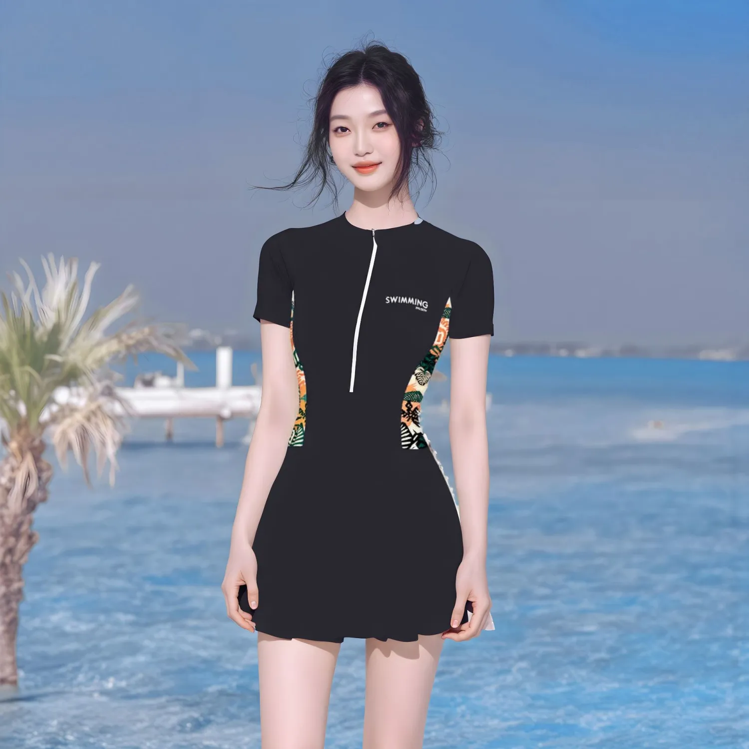 Slimming Modest Womens One Piece Swimsuit