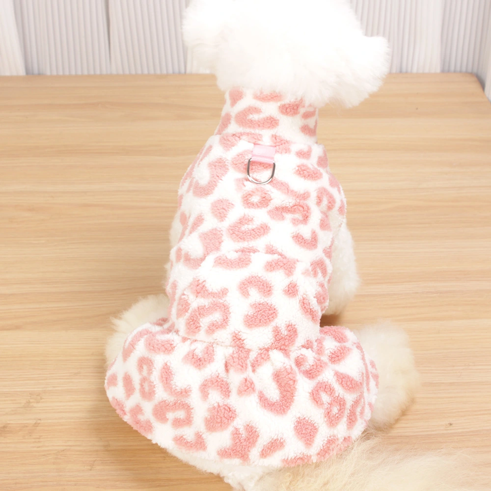 Fleece Autumnwinter Leopard-print Princess Dress Pet Clothing For Teddy Dogs