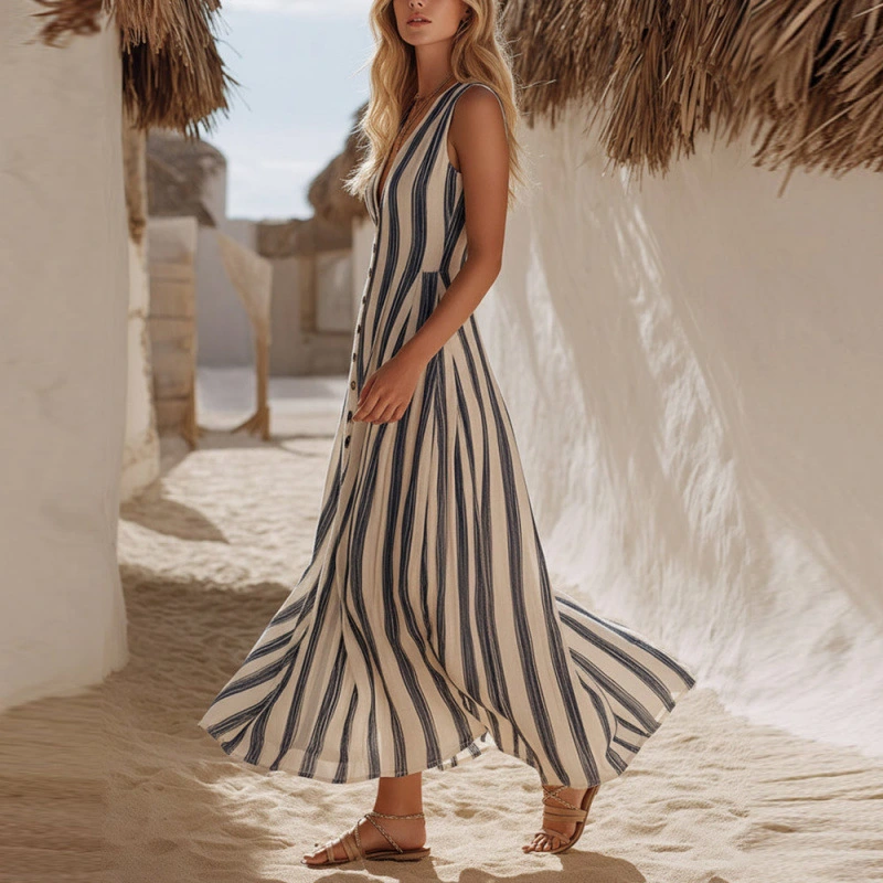 Elegant Beach Deep V-Neck Bohemian Dress