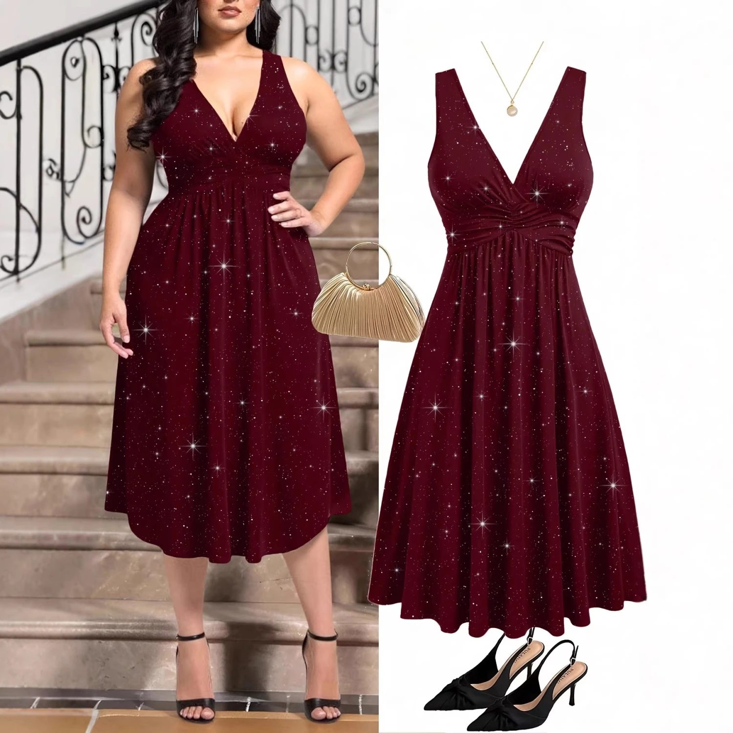 Women's Elegant Highlight V-Neck Dress